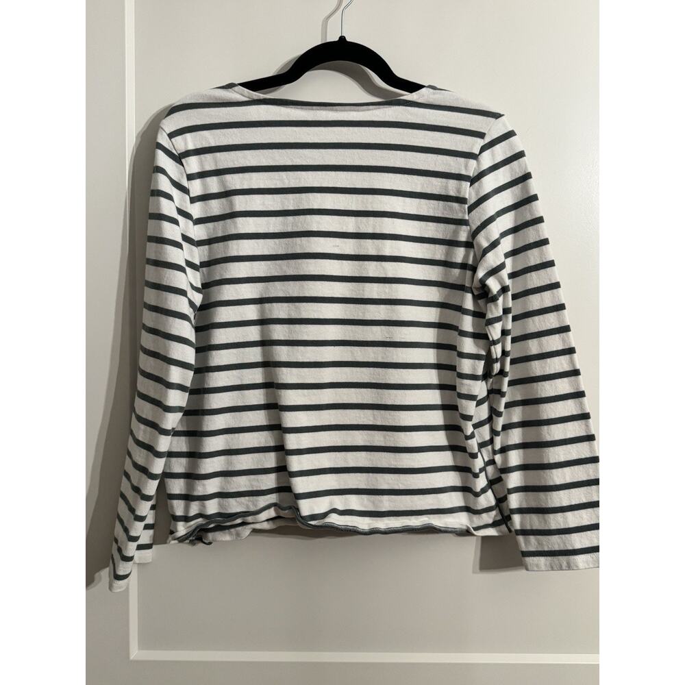 Joules Cream Green Stripe top Shirt Sz US 12 Coastal Old Money Preppy Academia - Picture 3 of 8